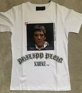 T-shirt originale Philipp Plein ""Scarface"" SS taglia-XXL bianca normale nuova con etichette - Foto 1 di 12