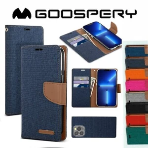 Denim Wallet Flip Case for iPhone 16 Pro Max Plus/15/14/13/12/11 XS Card slots - Picture 1 of 66