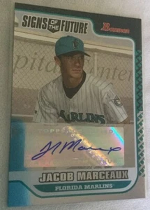 Carta Baseball Topps Certificata FIRMATA 2006 Jacob Marceaux Segni del Futuro - Foto 1 di 2