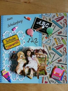 3D-Grusskarte zur Einschulung Schulanfang Glückwunschkarte - edle Handarbeit - Bild 1 von 4