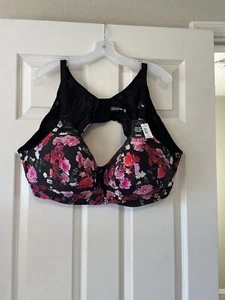 Torrid Curve Black Floral Full Coverage Lightly Lined Wire Free Bra Size 54B NWT - Picture 1 of 5