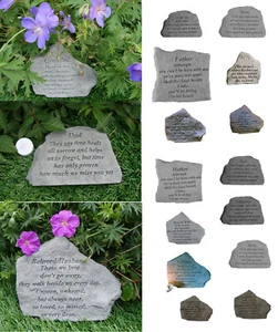 Memorial Graveside Ornament Stone Plaque Grave Crem Garden Tribute Verse Family - Picture 1 of 19