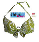 Debenhams Green Python Print Liquid Gel Padded push-up Halter Bikini Top 30A
