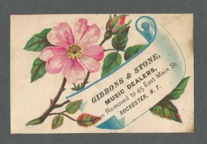 Victorian Trade Card Gibbons & Stone Music Dealers Rochester, NY - Late 1800's - Picture 1 of 2