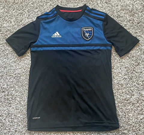 Adidas San Jose Quakes MLS Jersey Size Youth Large (13-14) Soccer Black Cover