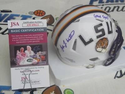 Josh Williams signed LSU Tigers speed mini helmet w/ Geaux Tigers JSA COA - Image 1 of 2