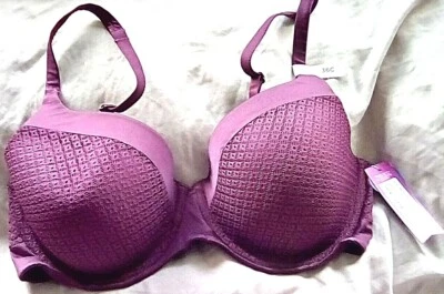 Sujetador Ambrielle 36C Color Uva Vino Acolchado Bajo Alambre 254-7052 0026 Tela Suave Foto 1 de 4