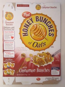 Caja de cereales POST vacía racimos de miel de avena 2010 14,5 oz manojo de canela [G7C5x] - Imagen 1 de 2