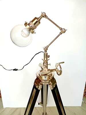 Lâmpada de assoalho tripé grande prata vintage escritório em casa iluminação estúdio decorativo - Imagem 1 de 4