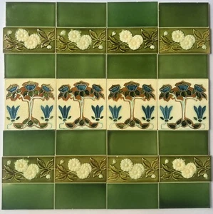 28 ENGLAND - ANTIQUE ART NOUVEAU MAJOLICA TILE c1900 - Picture 1 of 7
