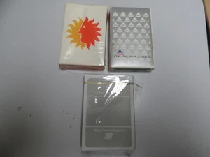 VINTAGE PLAYING CARDS LOT 3 DECKS United Airlines, Delta, National - Picture 1 of 2