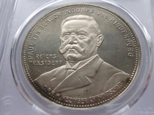 Germany Weimar Hindenburg 5 Mark Token Crimmitschau PCGS SP62 40,3 mm - Picture 1 of 3