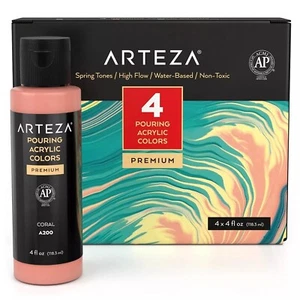 Juego de pintura acrílica para verter ARTEZA, 4 colores de primavera, botellas de 4 oz, pintura de alto flujo - Imagen 1 de 1