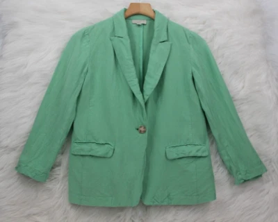 Blazer Loft Petites Para Mujer Primavera Verde Lino Manga Larga Un Botón XXS #1400 Foto 1 de 4