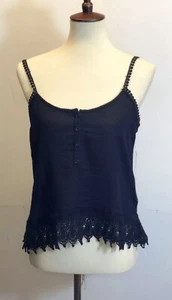 Volcom Women's Pinned Black Crochet Ribbed Strappy Casual Tank Top - Picture 1 of 8