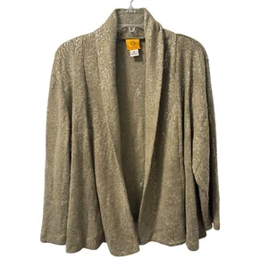 Ruby Rd. Womens Cardigan Sz XL Beige Textured Open-Front Jacket With Sequins - Picture 1 of 12