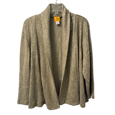 Ruby Rd. Womens Cardigan Sz XL Beige Textured Open-Front Jacket With Sequins - Image 1 of 4