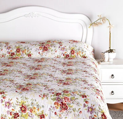 Luxury Diana Cowpe English Floral design Fine Quilted Bedspread Throw-Over