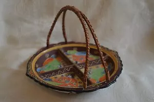 VTG Satsuma IMMORTALS Gods moriage Divided Serving Tidbit Dish W. HANDLE Japan - Picture 1 of 9