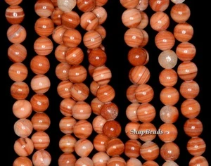 8MM RED ZEBRA JASPER GEMSTONE RED BROWN STRIPE ROUND 8MM LOOSE BEADS 15.5inch - Picture 1 of 1
