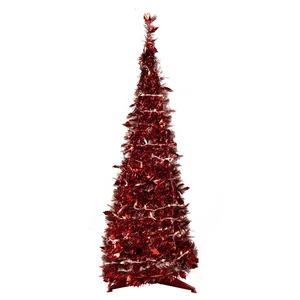 Northlight 6' Pre-Lit Red Tinsel Pop-Up Artificial Christmas Tree - Clear Lights - Picture 1 of 6
