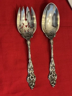 2 PIECE REED & BARTON LES SIX FLEURS STERLING SERVING SET 9 ½” LONG PAT. 1901 - Image 1 of 4