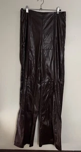 SHEIN Damen Kunstleder High Rise Schlaghose Braun Small US 4 EU 36 - Bild 1 von 2