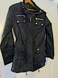 NWT Bella Donna Jacket Womens M Hooded Moda Italiana Lightweight Black Full Zip - Picture 1 of 4