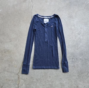 Vtg Hollister Y2K M Long Sleeve Henley Shirt Preppy Bella Twlight M - Picture 1 of 3