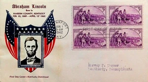 FDC #904-22, 6/1/1942, FRANKFORT, CROSBY CACHET BLOCK of 4 - Picture 1 of 2
