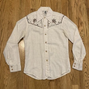 Vintage Kennington California Button Shirt Size Med Cotton Blend Embroidered Vtg - Picture 1 of 9