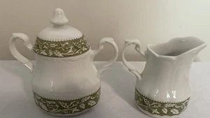 J G Meakin Sterling Colonial Renaissance Ironstone Sugar & Creamer Green - Picture 1 of 8