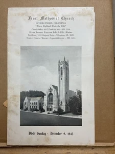 9 Dec 1945 First Methodist Church Bible Sunday Program Hollywood California B12 - Picture 1 of 6