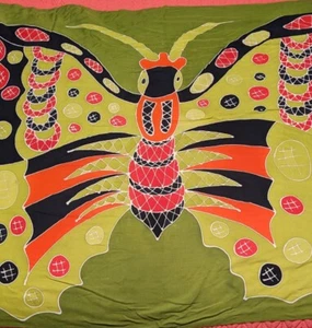 Scarf with Large Butterfly Wrap, Table Cloth, Cloth 58"x45"  Green Red Black - Picture 1 of 6
