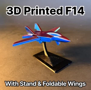 Impreso en 3D F-14 con soporte y alas plegables - Filamento tricolor - Imagen 1 de 6