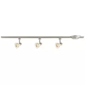 3-Light Brushed Steel And Glass Linear Track Lighting Kit - Picture 1 of 1