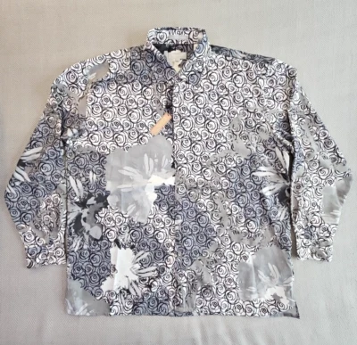 Karl Knox Veronelli Button-Up Shirt Gray Floral AOP Print Men's 3XL New NWT Art - Image 1 of 4