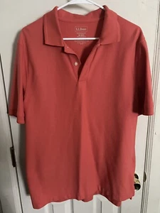 LL Bean Poloshirt Herren Medium Rot Traditional Fit 1/4 Knopf Kurzarm - Bild 1 von 3