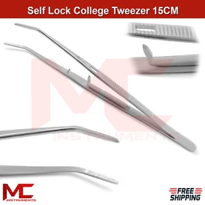 Surgical Tweezers Self Cross Locking College Tweezer Dental Lab Cotton Plier - Picture 1 of 4