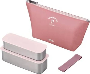 THERMOS 2 Tier Slim Fresh Lunch Box 635ml Dusty Pink DSA-604W DTP - Picture 1 of 7