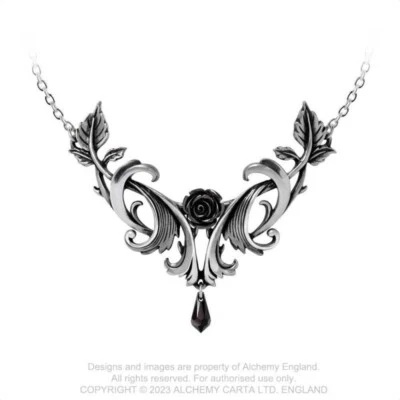 Gothic Baroque Rose Anhänger Neo Viktorianisch Halskette Collier ALCHEMY P955 - Bild 1 von 2