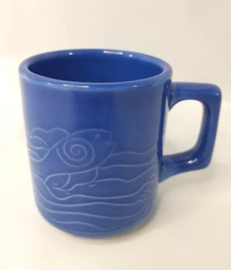 Blue Fish Ceramic Coffee Tea Mug Vintage Textured Southwestern Style - Picture 1 of 11