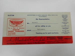 ORIGINAL IMPERIAL SHEEP TONGUES MURDOCHS CORNER ADELAIDE BLOTTER CARD  - Picture 1 of 2