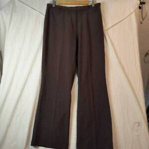 Focus 2000 Womens Dress Career Pants Brown Flare Flat Front Petites 10P