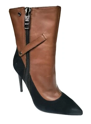 Mujer DMSX Donald J Pliner Tenn Tacones de Aguja Botín Cuero Negro Tostado Talla 7 Foto 1 de 4