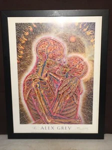 2002 Framed SIGNED Alex Grey Psychedelic Art The Kiss Kissing DMT Art Rare - Picture 1 of 16