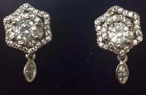 10 mm SILBER OHRSTECKER KLAR CZ ZIRKONIA STEINE ( 03326 SCL ) - Bild 1 von 1