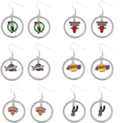 floating hoop dangle earring charm NBA PICK YOUR TEAM Cover