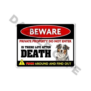 Beware Private Property Australian Shepherd Decor Dog Lovers 4.5x6 Decals 2 Pack - Picture 1 of 1