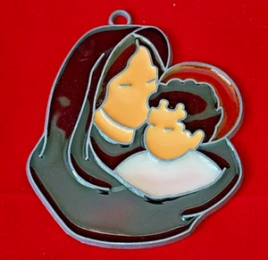 Vintage Nativity Mary & Baby Jesus Metal Inlay Stained Glass Ornament Christian - Picture 1 of 4